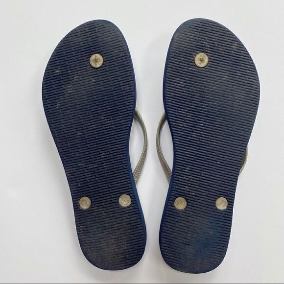 Havaianas Flip Flops Navy Blue Silver Polkadot Women’s 9 - Picture 3 of 8